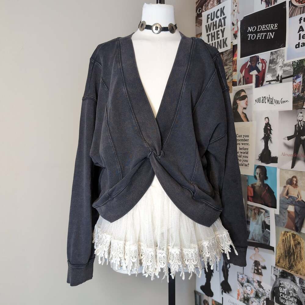 Washed Black Long Sleeve Sweatshirt Free People
